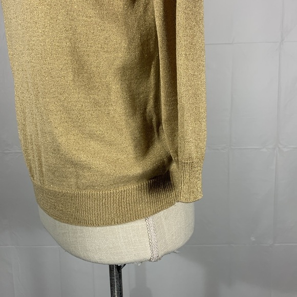 Draper’s & Damon’s Gold Shimmer Sparkle Scoop Neck Sweater Size Small Pe… - Picture 6 of 12